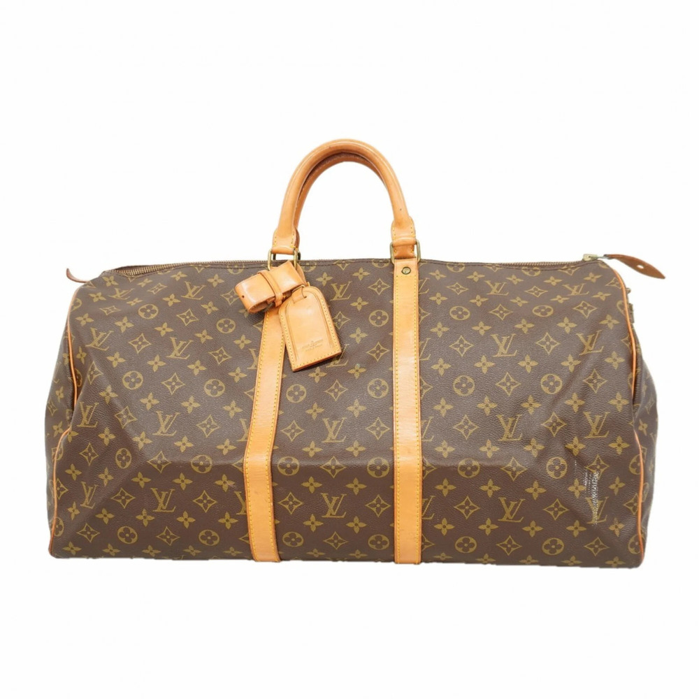 LOUIS VUITTON Authentic Brown Monogram Keepall 55 Boston Bag